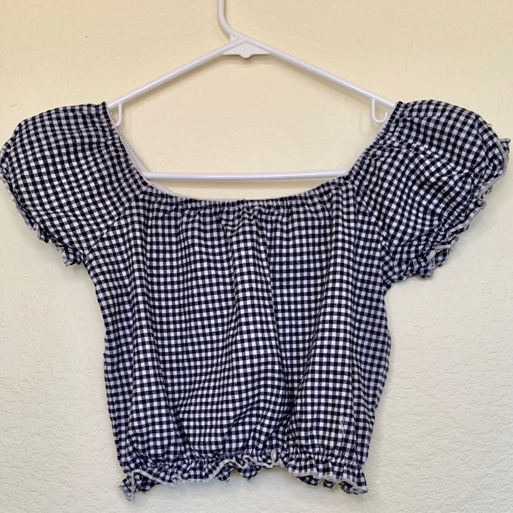 💰Brandy Melville Plaid Off The Shoulder Top